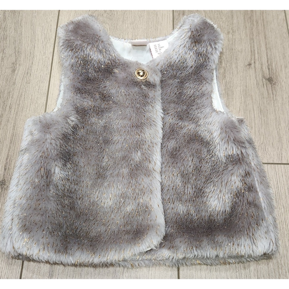 Catherine Malandrino Girls Toddler Silver w Gold Sleeveless Vest Holiday Size 3T